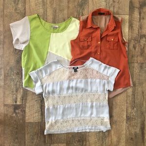 LOT OF 3: Trendy Colorblock Blouses